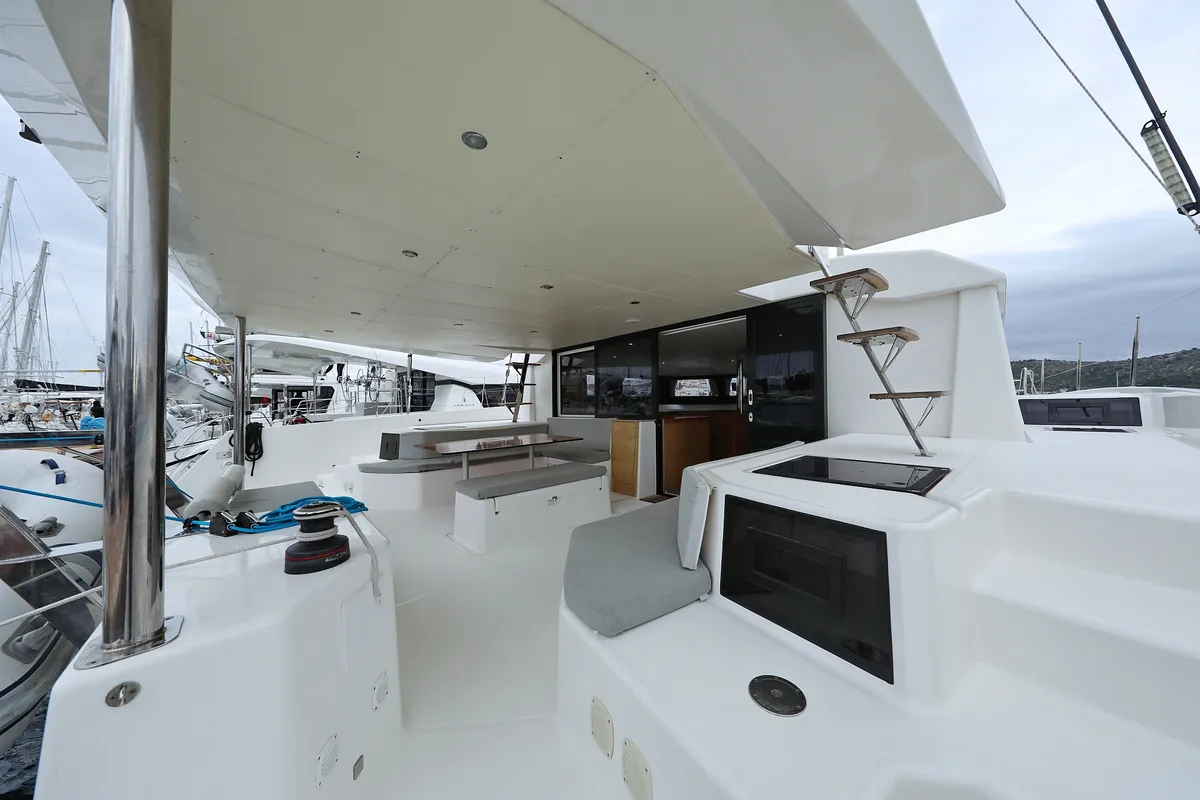 Deck of Believe, a Dufour 48 Catamaran catamaran at Vodice, Croatia