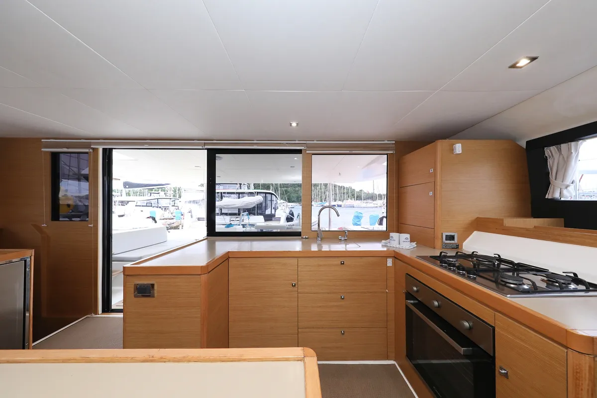 Galley of Believe, a Dufour 48 Catamaran catamaran at Vodice, Croatia