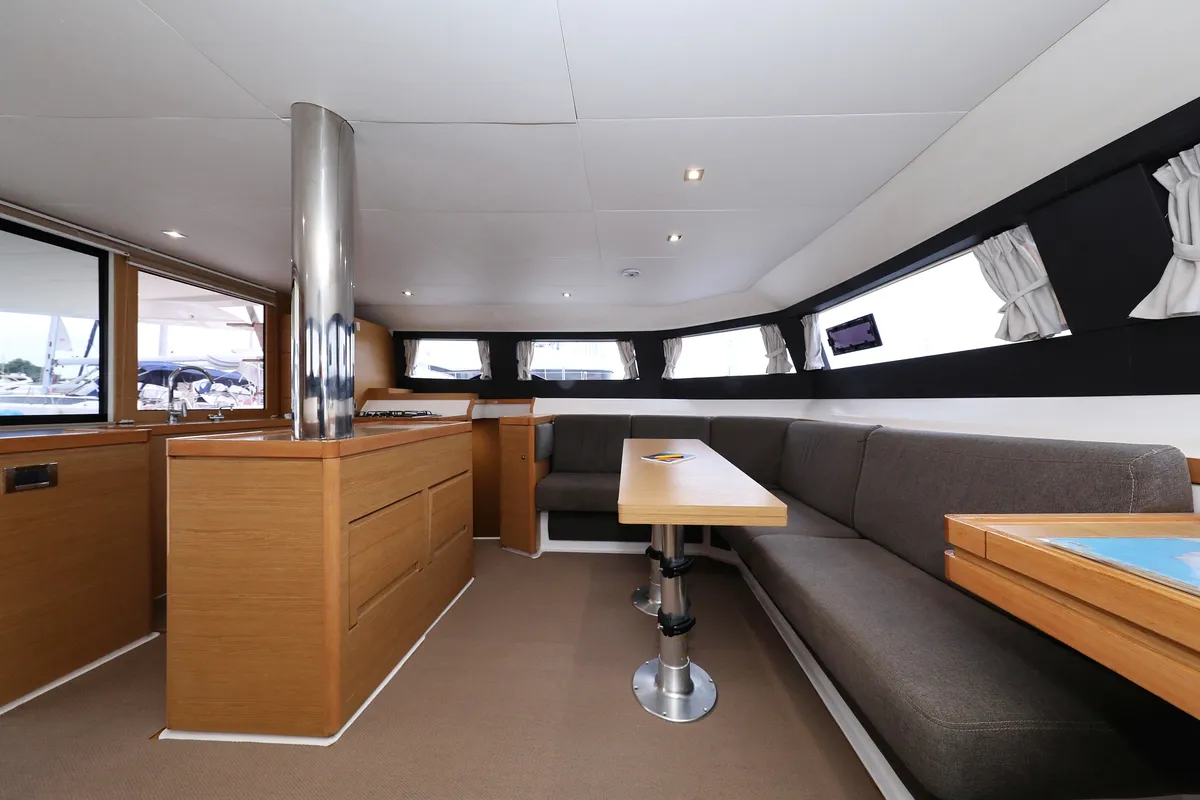 Salon of Believe, a Dufour 48 Catamaran catamaran at Vodice, Croatia