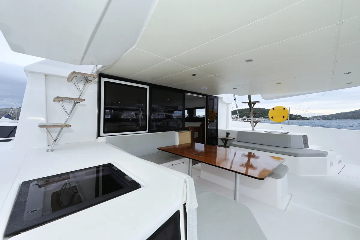 Deck of Believe, a Dufour 48 Catamaran catamaran at Vodice, Croatia