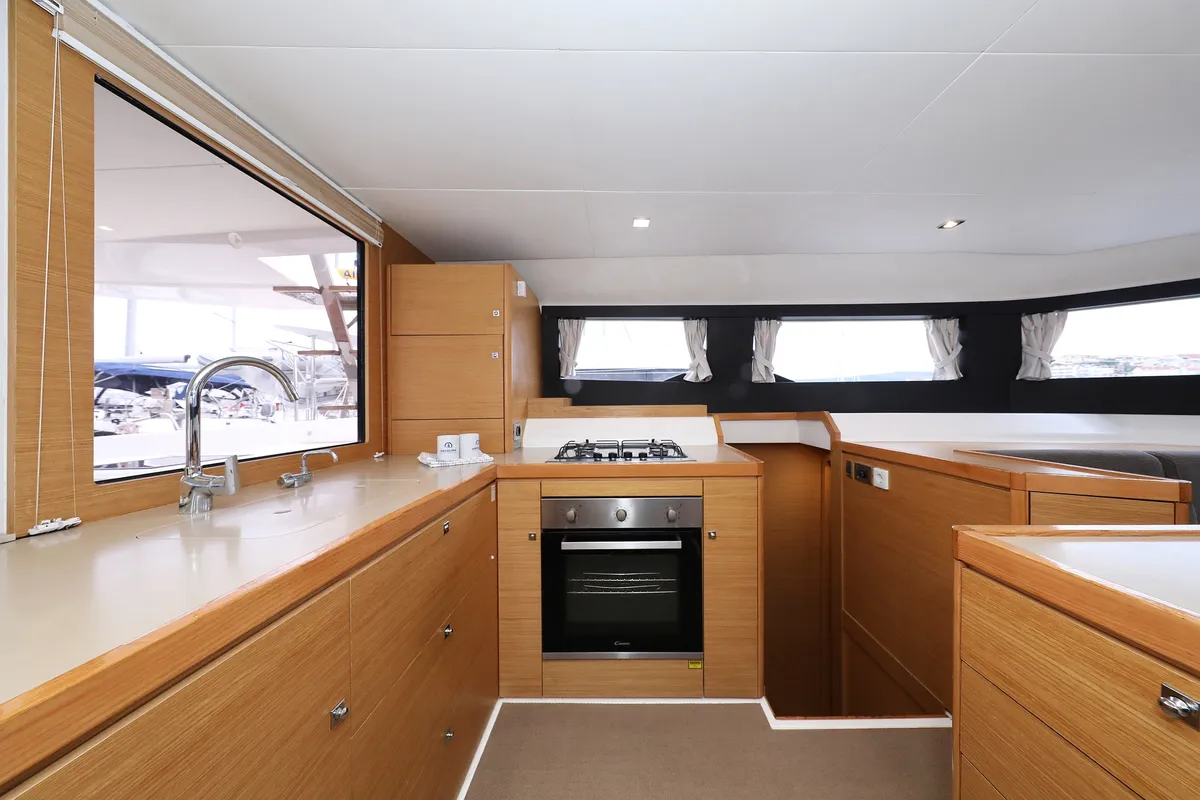 Galley of Believe, a Dufour 48 Catamaran catamaran at Vodice, Croatia