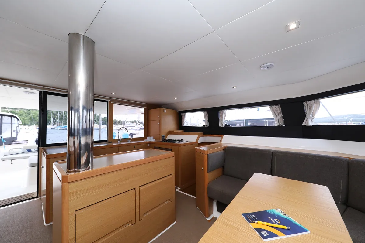 Salon of Believe, a Dufour 48 Catamaran catamaran at Vodice, Croatia