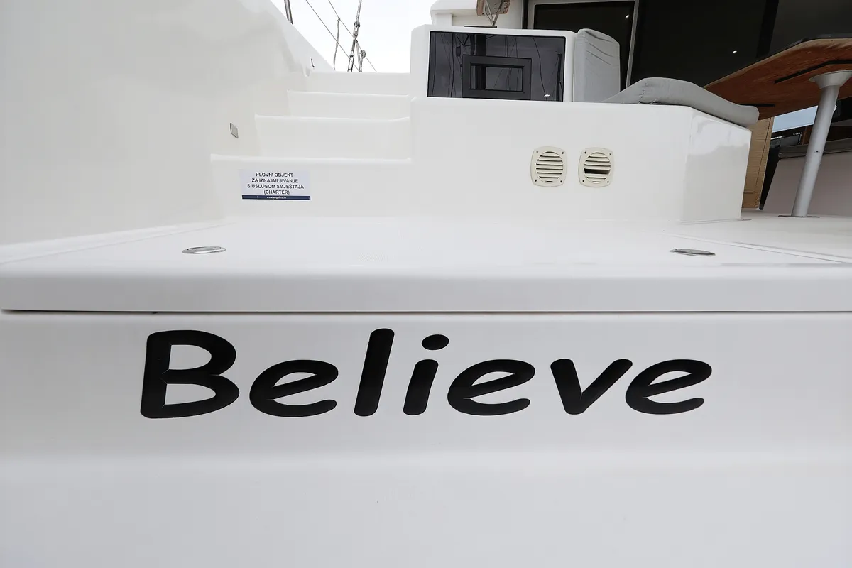 Deck of Believe, a Dufour 48 Catamaran catamaran at Vodice, Croatia