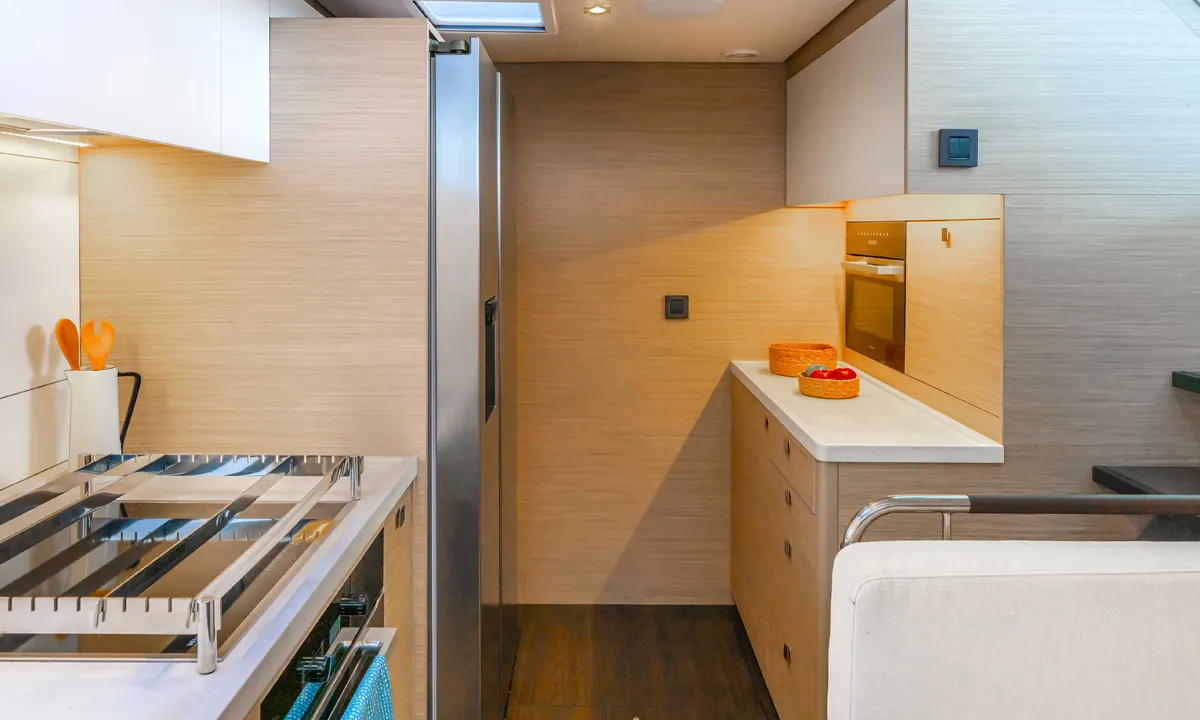 Galley of Sofia, a Lagoon 60 catamaran at Olbia, Italy