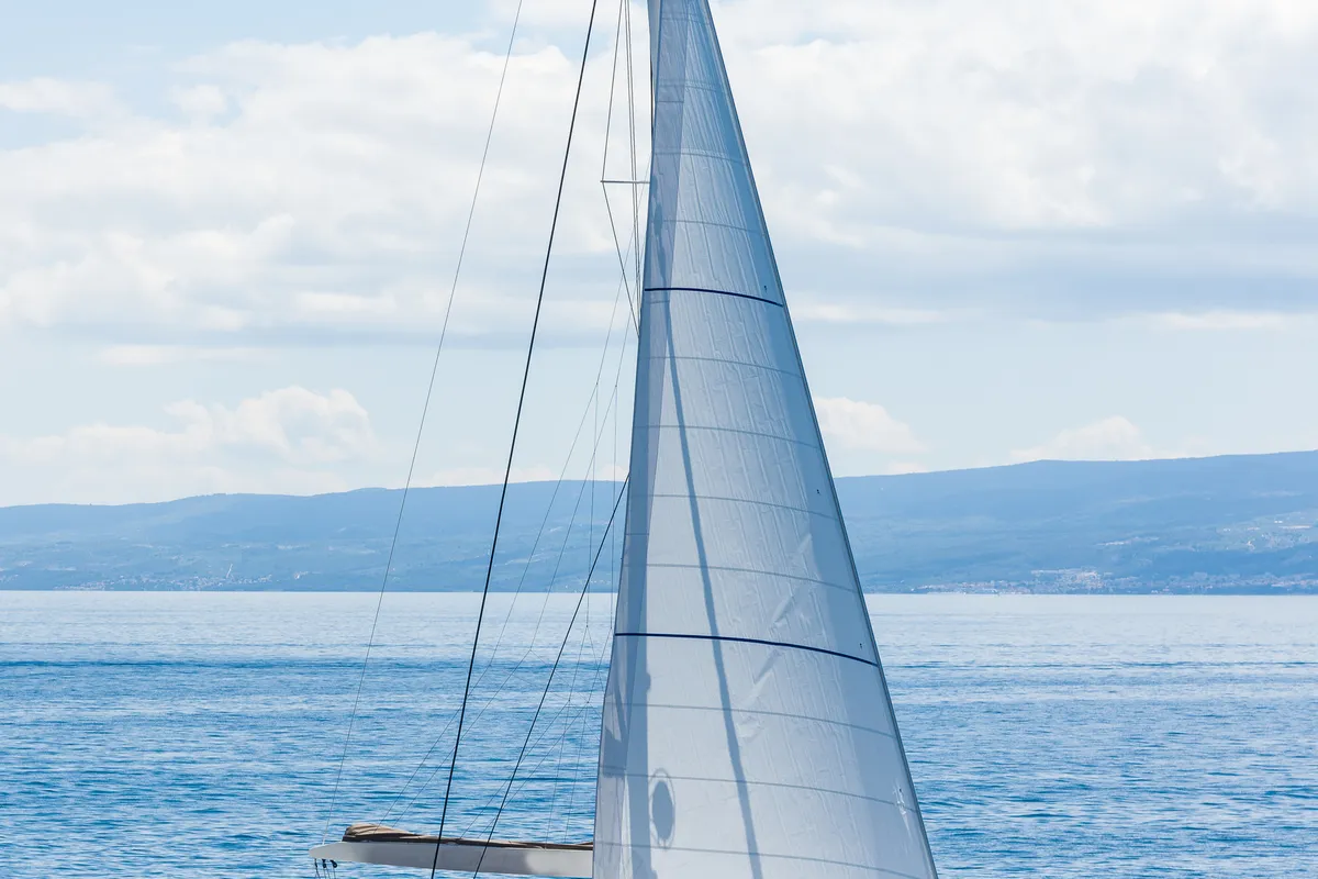 Exterior view of Opal, a Lagoon 620 catamaran at Split, Croatia