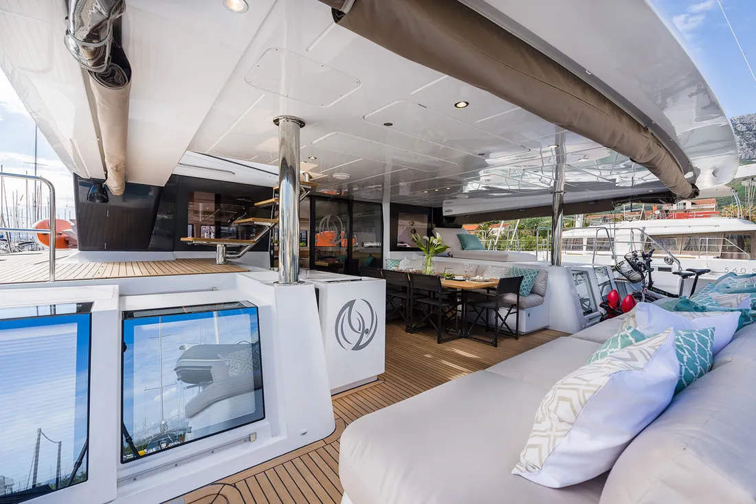Deck of Opal, a Lagoon 620 catamaran at Split, Croatia