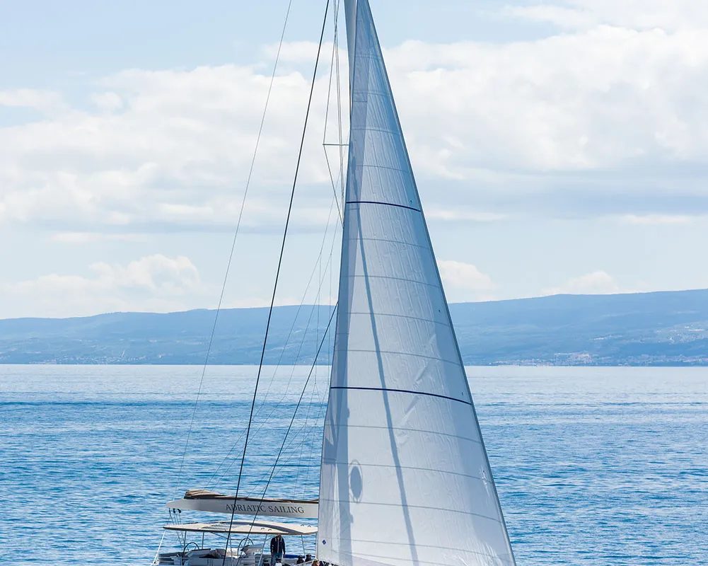Exterior view of Opal, a Lagoon 620 catamaran at Split, Croatia