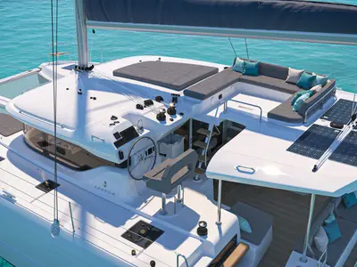 Pure Escape, a Lagoon 43 catamaran at Roche Caiman, Seychelles