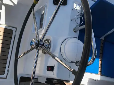 Cockpit of Alboran Gin Fizz (Radazul), a Beneteau Oceanis 45 sailboat at El Rosario, Spain