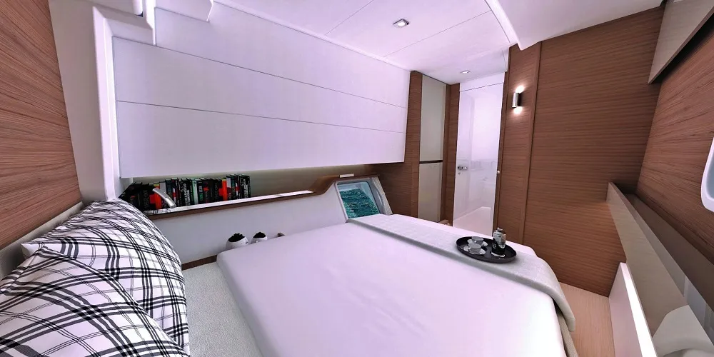 Cabin on Double Four, a Bali Catspace catamaran at Kalkara, Malta