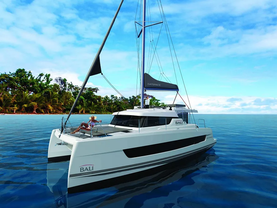 Exterior view of Double Four, a Bali Catspace catamaran at Kalkara, Malta