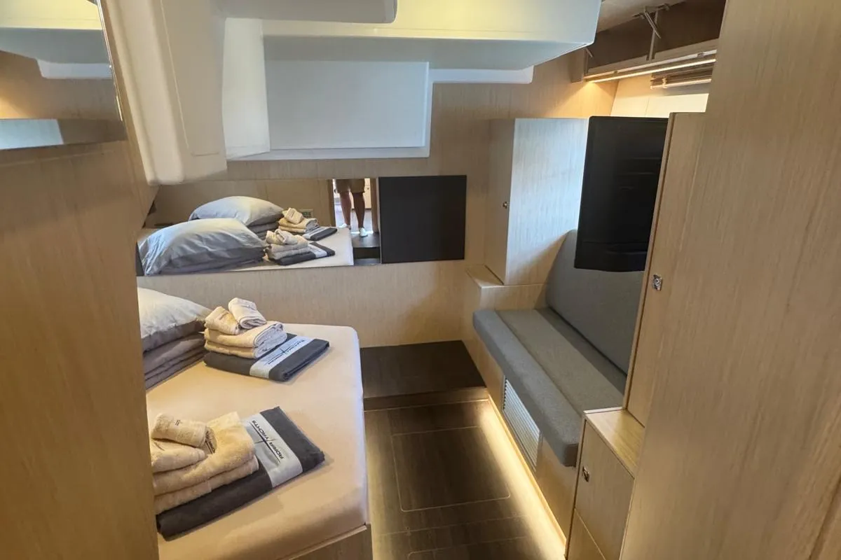 Cabin on Ivana, a Bavaria SR41 motor yacht at Grad Trogir, Croatia
