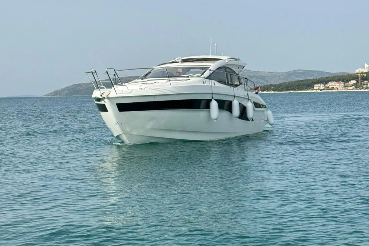 Exterior view of Ivana, a Bavaria SR41 motor yacht at Grad Trogir, Croatia