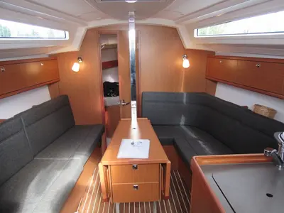 Salon of Ilse, a Bavaria Cruiser 34 sailboat at Gothenburg, Sweden