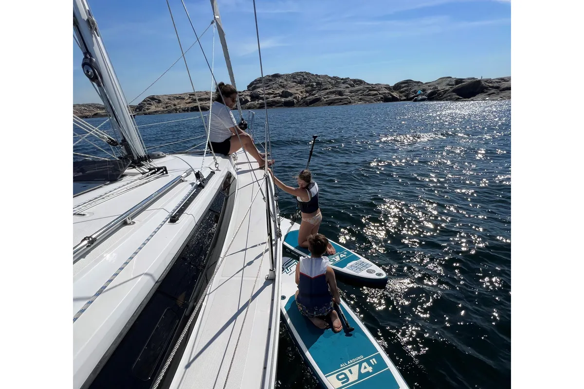 Exterior view of Ilse, a Bavaria Cruiser 34 sailboat at Gothenburg, Sweden