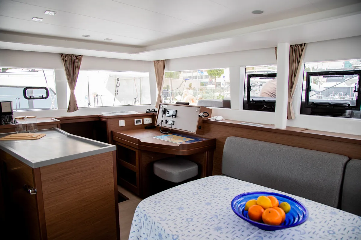 Salon of Anja, a Lagoon 450 F catamaran at Općina Rogoznica, Croatia