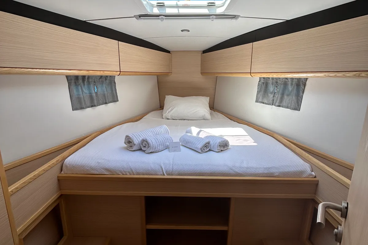 Cabin on Kaiba, a D&D Kufner 54 sailboat at Marmaris, Turkey