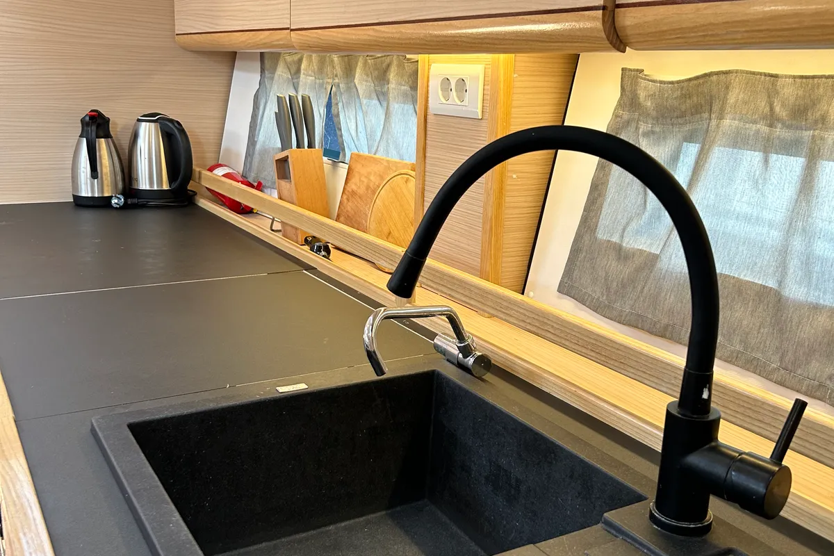 Galley of Kaiba, a D&D Kufner 54 sailboat at Marmaris, Turkey