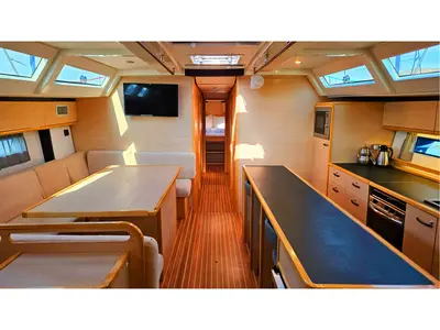 Salon of Kaiba, a D&D Kufner 54 sailboat at Marmaris, Turkey