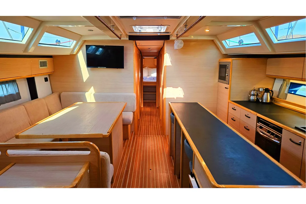 Salon of Kaiba, a D&D Kufner 54 sailboat at Marmaris, Turkey