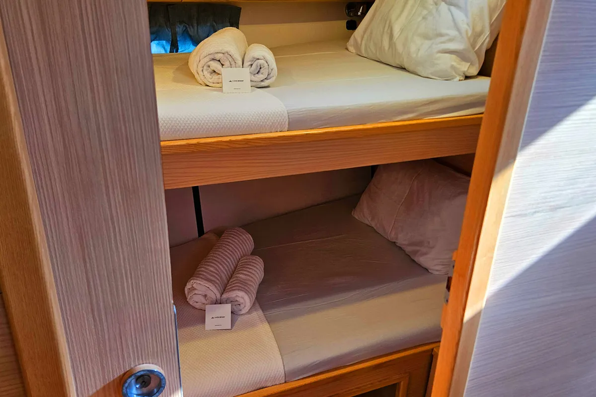 Cabin on Kaiba, a D&D Kufner 54 sailboat at Marmaris, Turkey