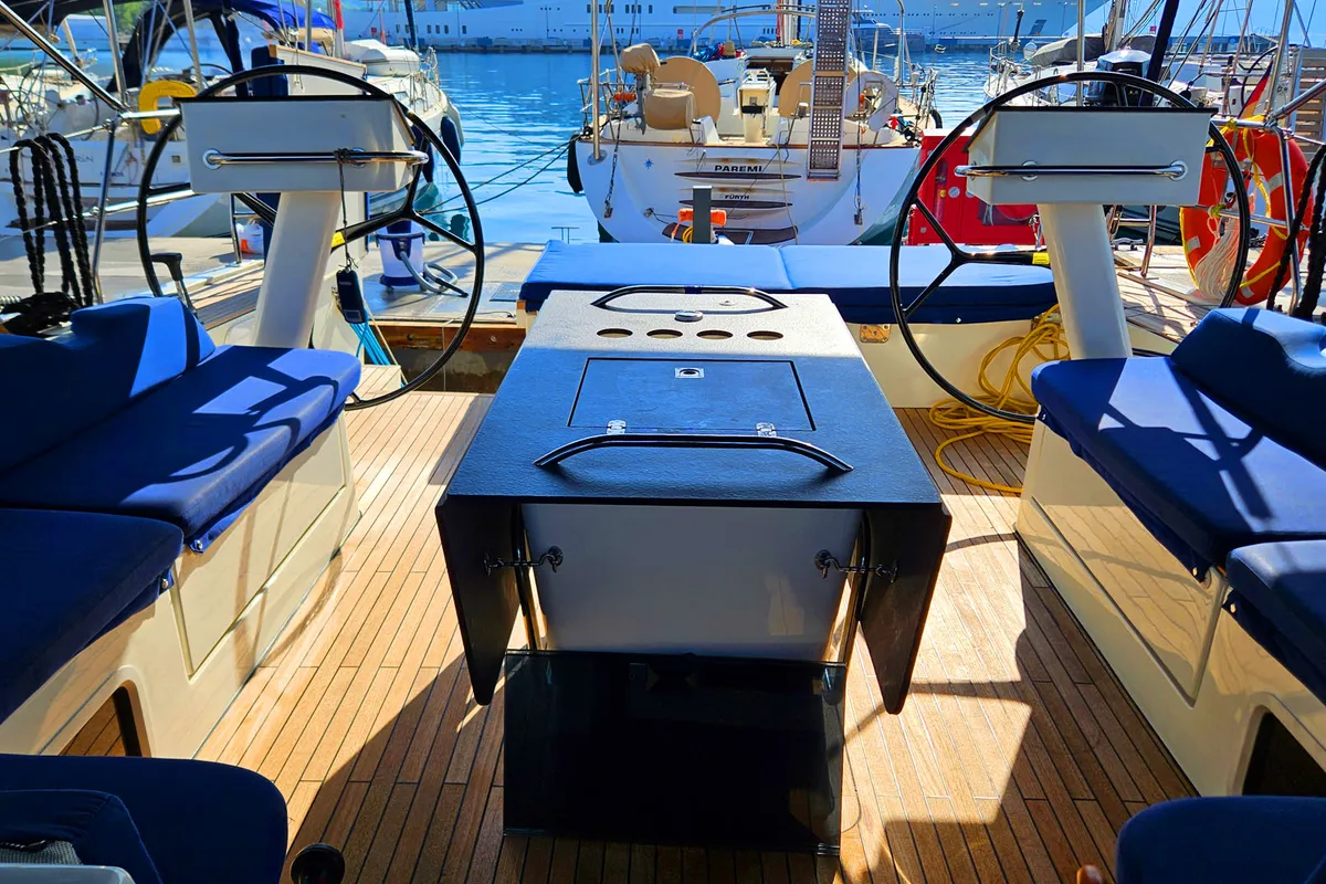Galley of Kaiba, a D&D Kufner 54 sailboat at Marmaris, Turkey
