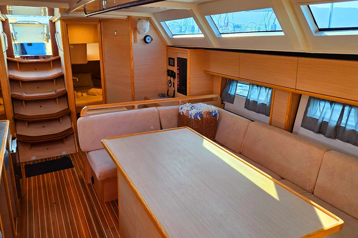 Cockpit of Kaiba, a D&D Kufner 54 sailboat at Marmaris, Turkey