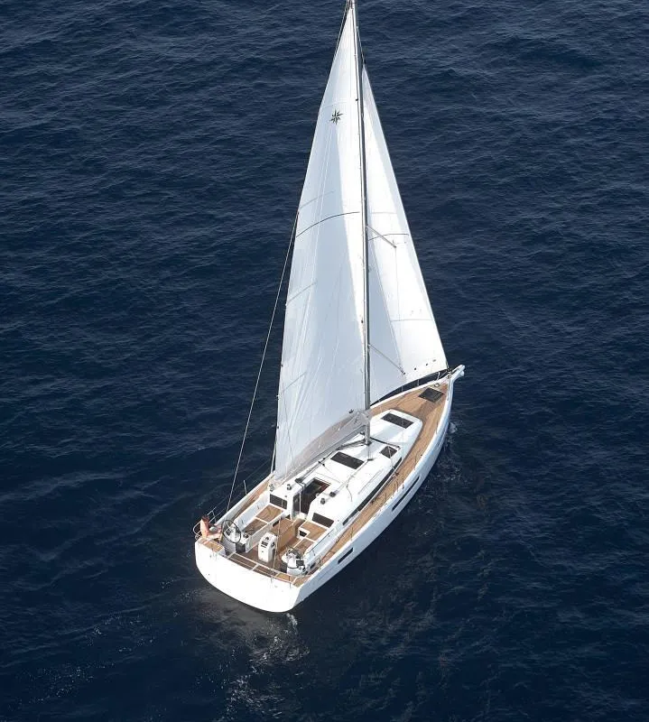 Exterior view of Sandy, a Jeanneau Sun Odyssey 440 sailboat at Piombino, Italy