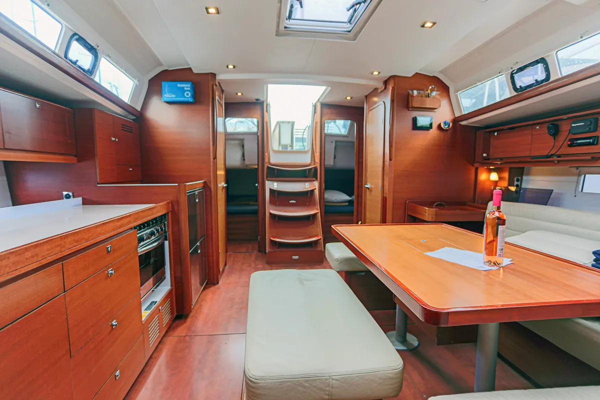 Salon of Avalon, a Dufour 460 Grand Large sailboat at Municipal Unit of Rhodes, Greece