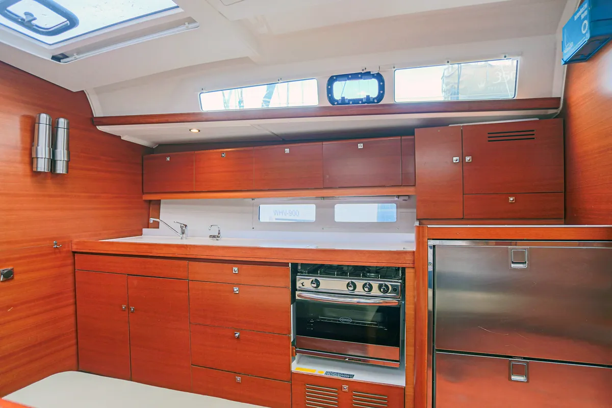 Galley of Avalon, a Dufour 460 Grand Large sailboat at Municipal Unit of Rhodes, Greece