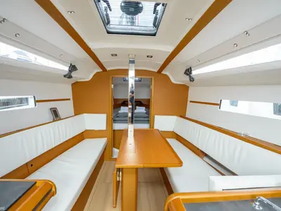 Salon of Popeye, a Jeanneau Sun Odyssey 349 sailboat at Pirovac, Croatia
