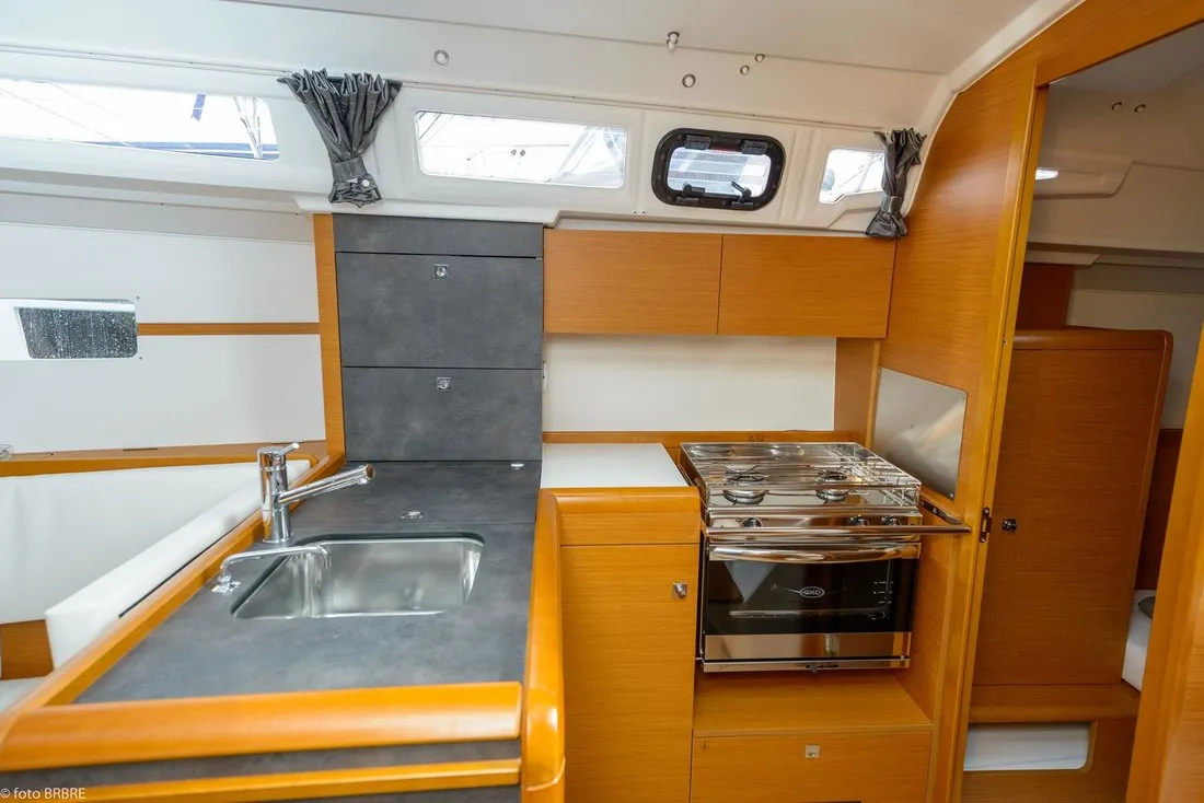 Galley of Popeye, a Jeanneau Sun Odyssey 349 sailboat at Pirovac, Croatia