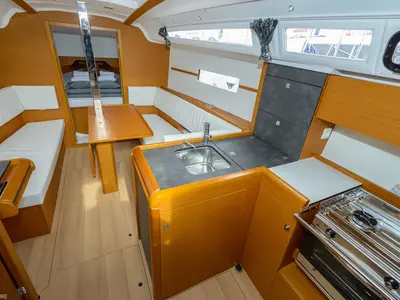 Galley of Popeye, a Jeanneau Sun Odyssey 349 sailboat at Pirovac, Croatia