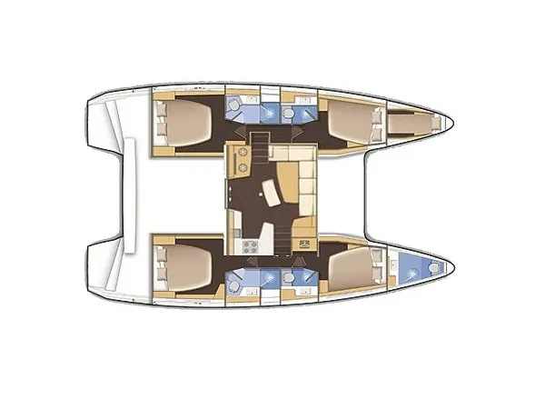 Floor plan of Nyami-Nyami, a Lagoon 42 catamaran at Municipal Unit of Lefkada, Greece