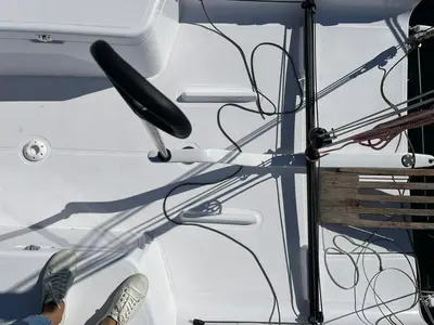 Cockpit of Suferina, a Beneteau First 27 sailboat at Split, Croatia