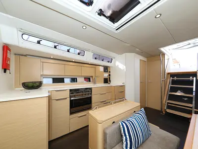 Galley of Dioscuri, a Hanse 460 sailboat at Grad Kaštela, Croatia