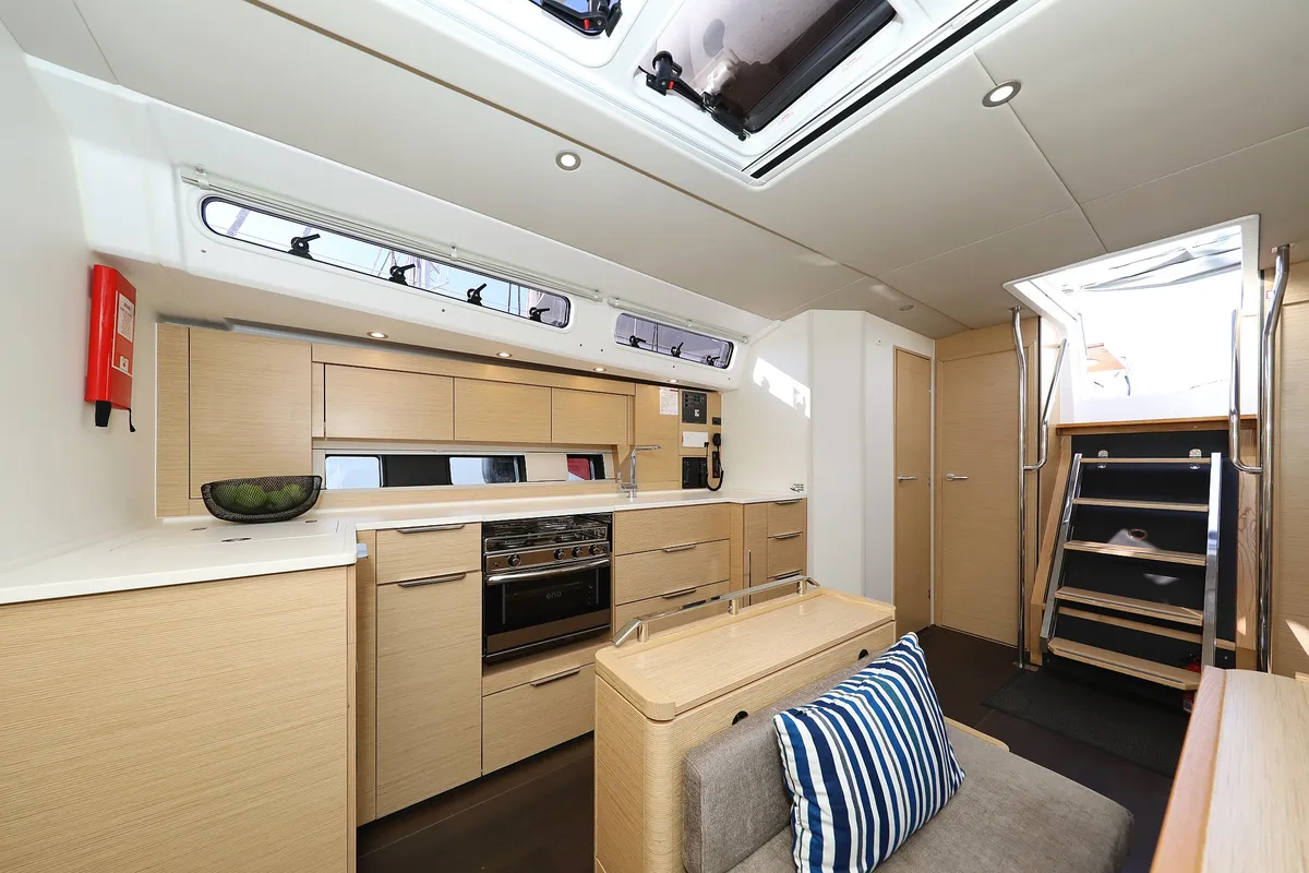 Galley of Dioscuri, a Hanse 460 sailboat at Grad Kaštela, Croatia