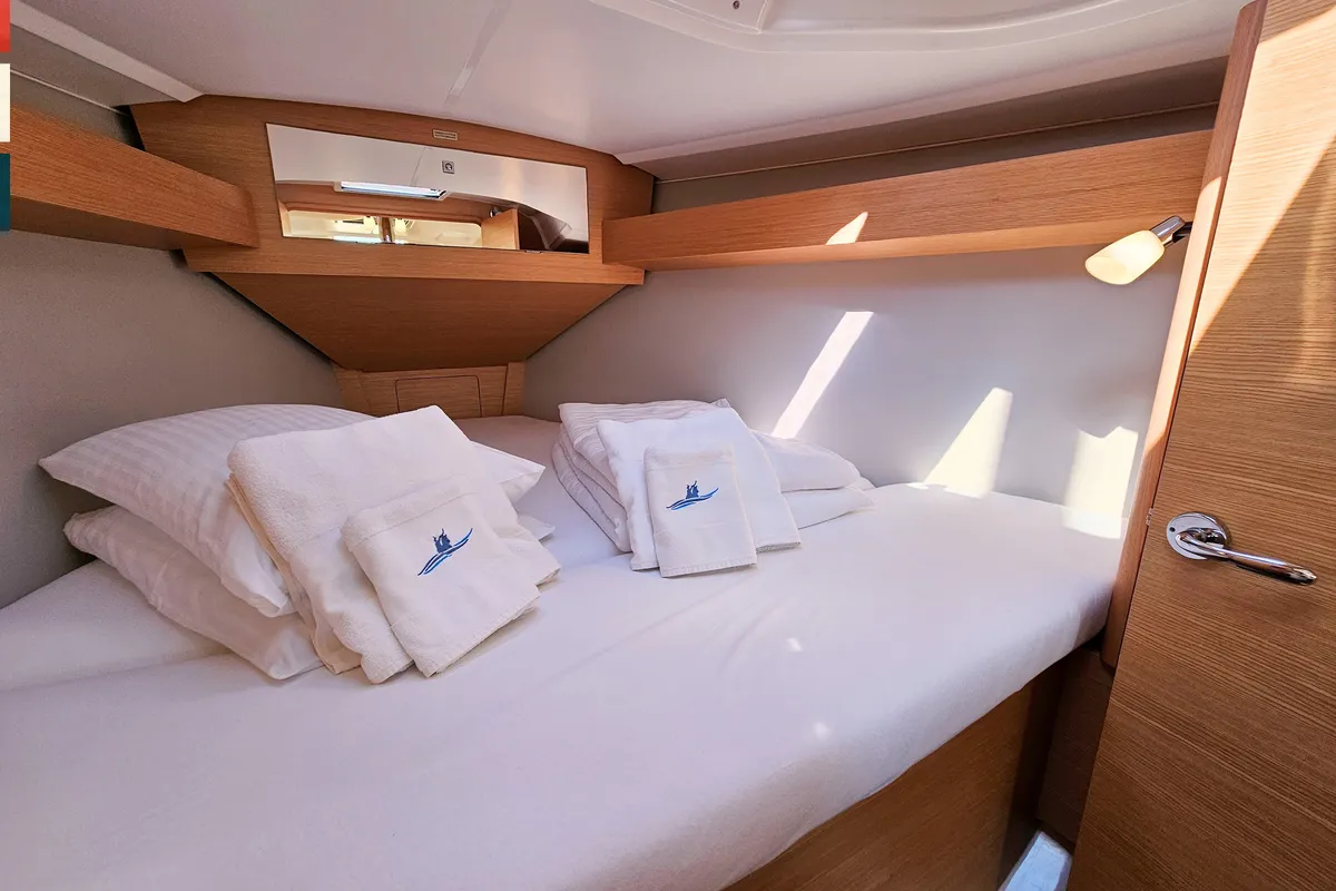 Cabin on Nada, a Dufour 360 GL sailboat at Kaštela, Croatia