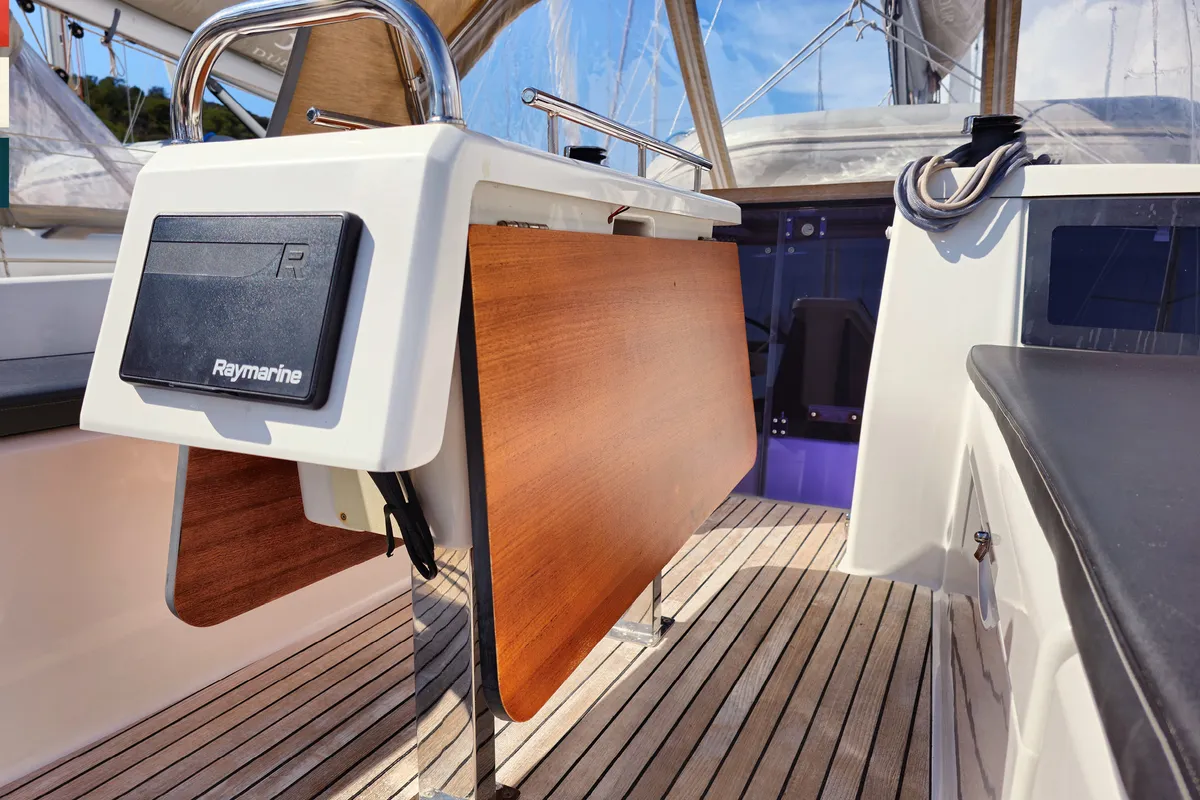 Deck of Nada, a Dufour 360 GL sailboat at Kaštela, Croatia