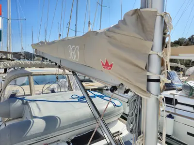 Deck of Nada, a Dufour 360 GL sailboat at Kaštela, Croatia