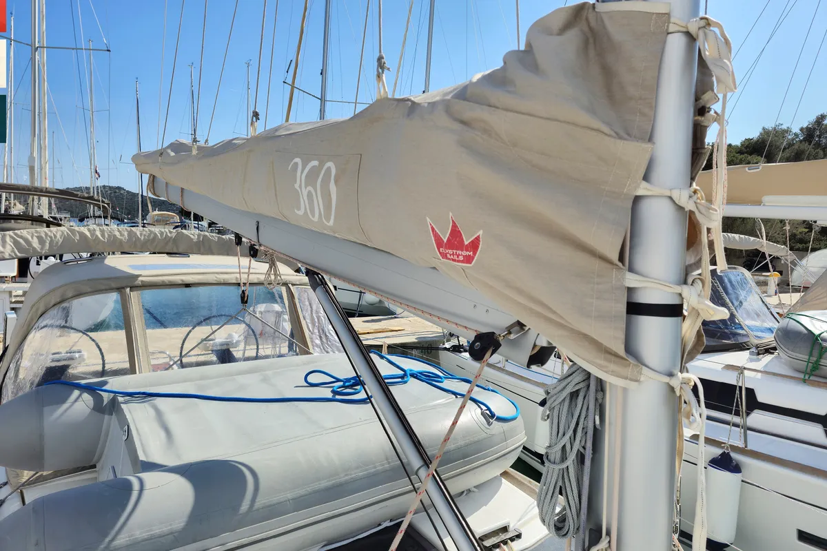 Deck of Nada, a Dufour 360 GL sailboat at Kaštela, Croatia