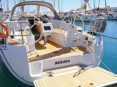 Cockpit of Merara, a Bavaria Cruiser 37 sailboat at Split, Croatia