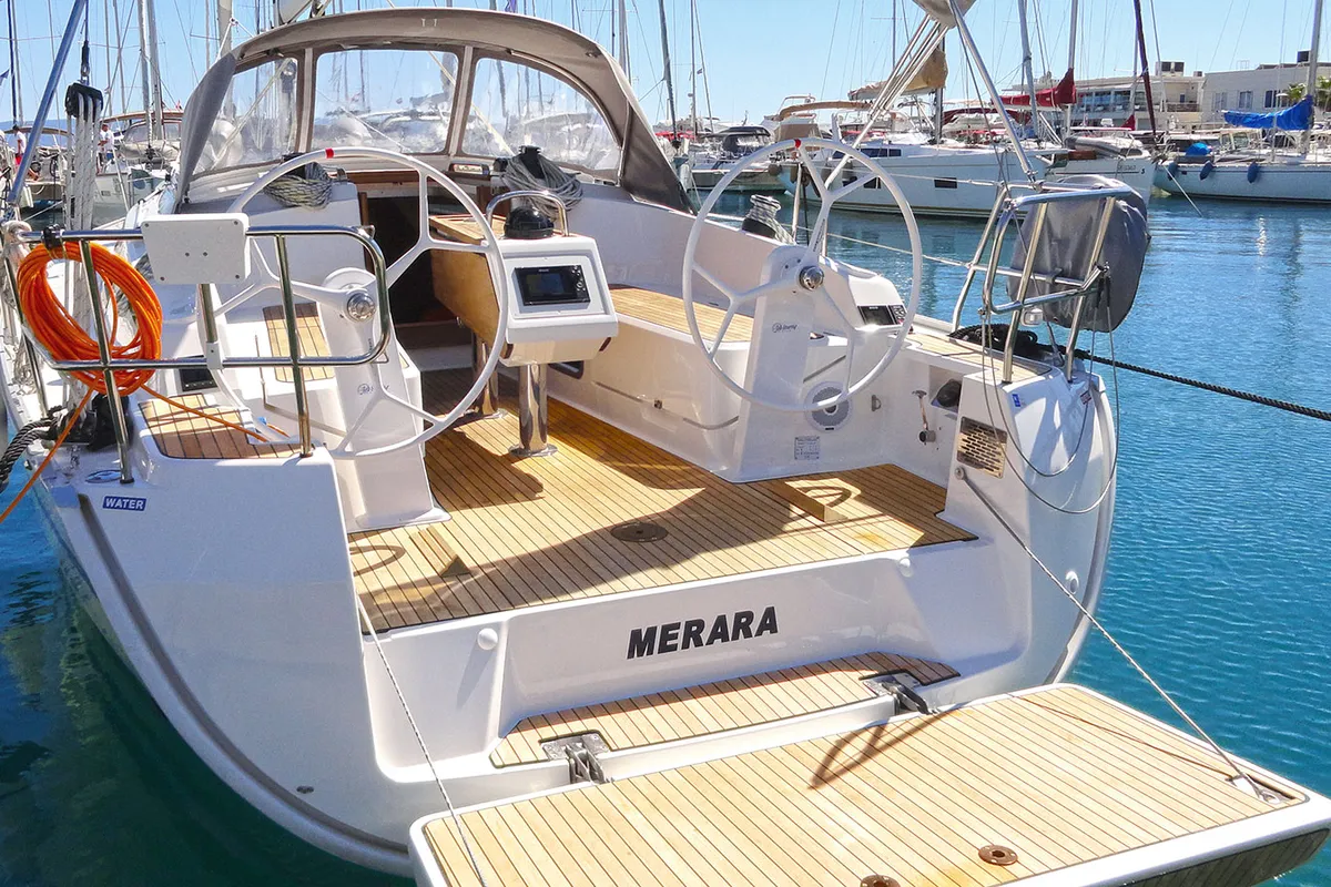 Cockpit of Merara, a Bavaria Cruiser 37 sailboat at Split, Croatia