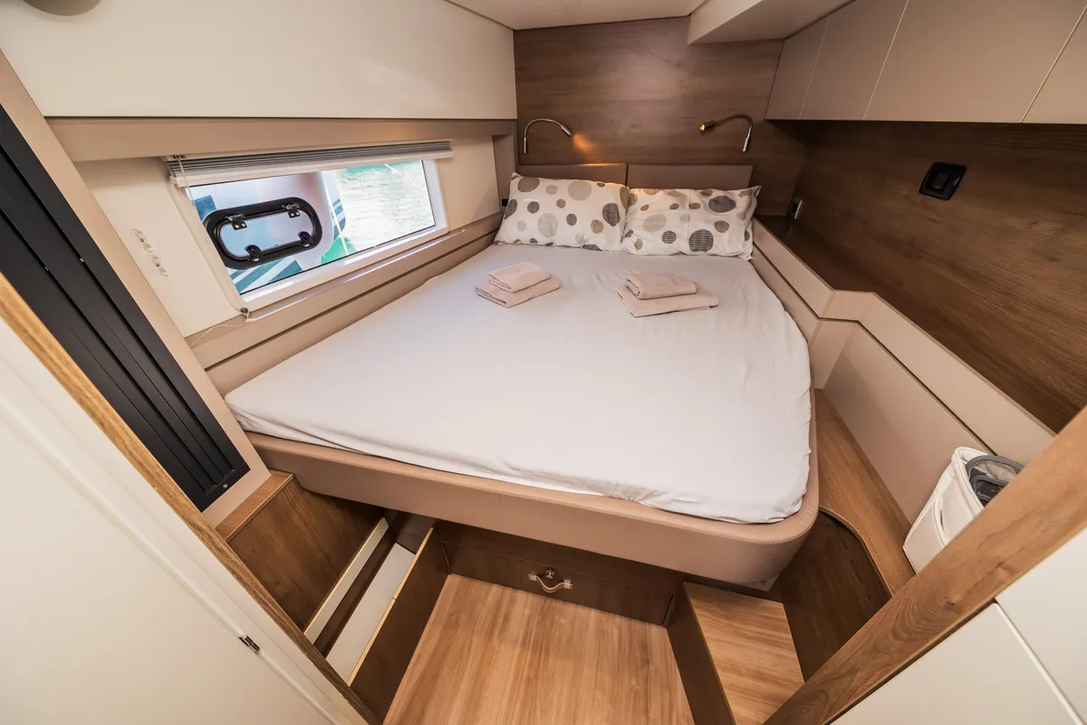 Cabin on Aloha I Ke Kai, a Bali 4.4 catamaran at Seget Donji, Croatia