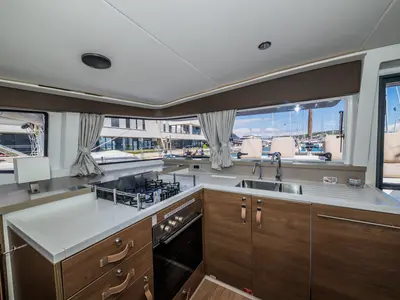 Galley of Aloha I Ke Kai, a Bali 4.4 catamaran at Seget Donji, Croatia