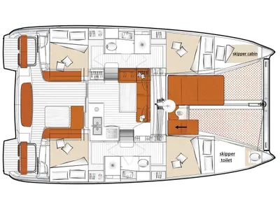 Floor plan of Aiolos, a Excess 11 catamaran at Volos, Greece