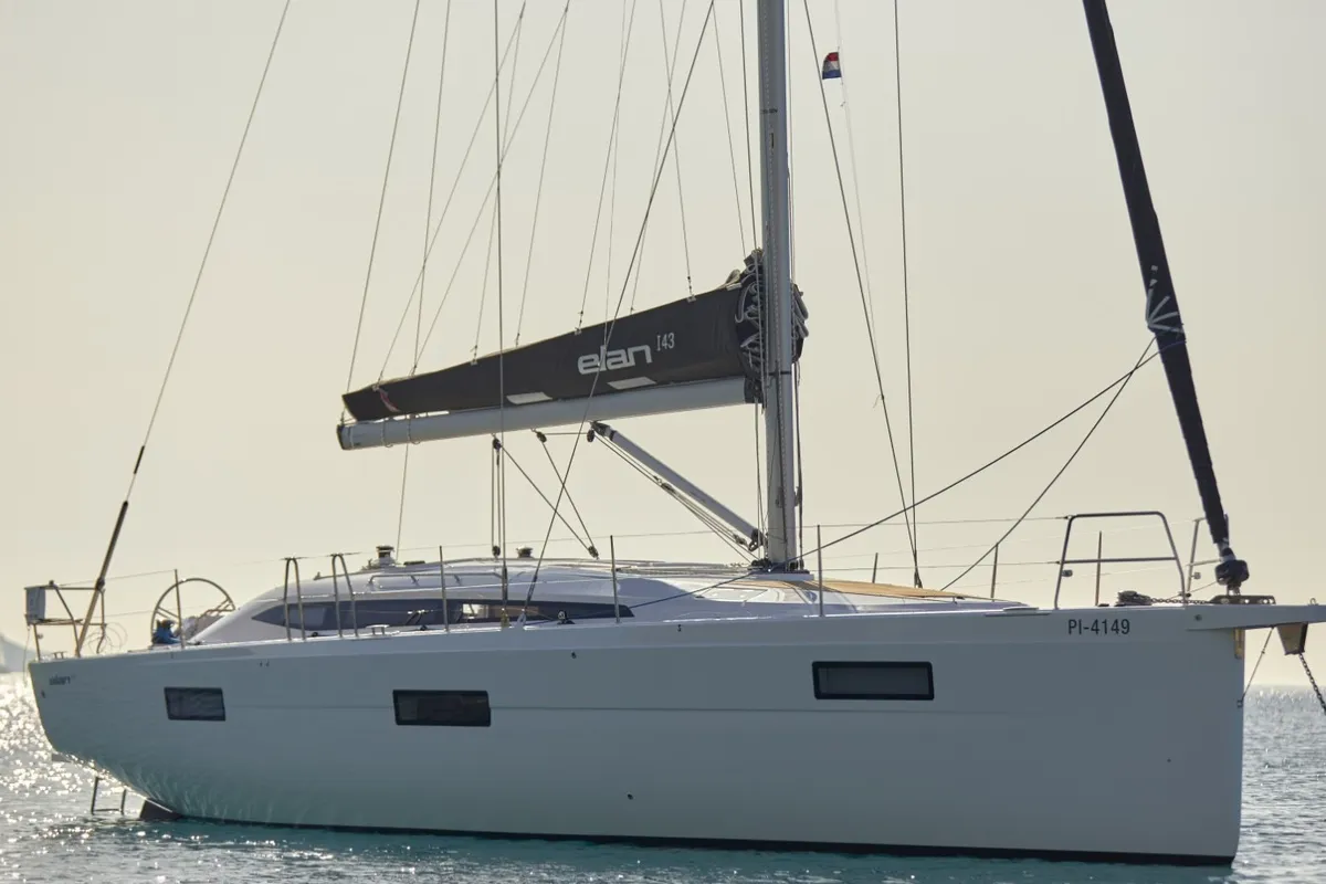 Exterior view of Emotion, a Elan Impression 45 sailboat at Split, Croatia