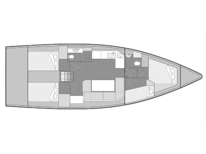 Floor plan of Emotion, a Elan Impression 45 sailboat at Split, Croatia
