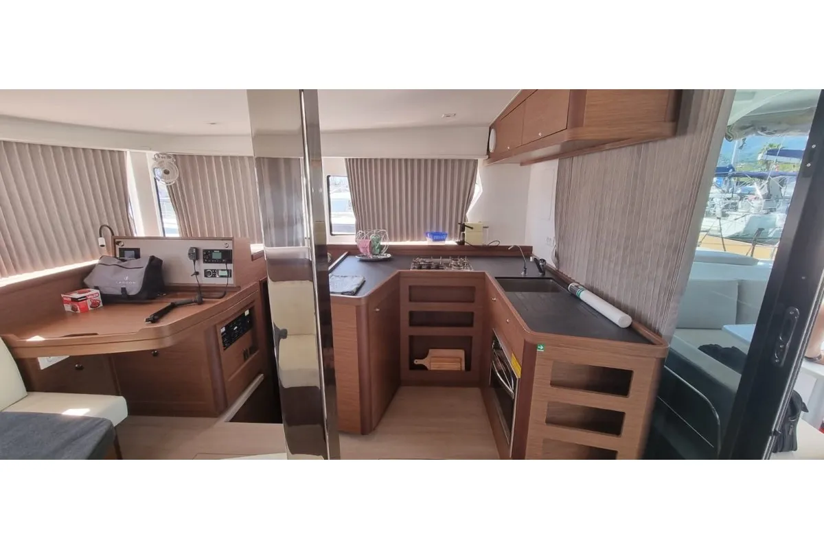 Galley of Gamma Leonis, a Lagoon 42 catamaran at Salerno, Italy