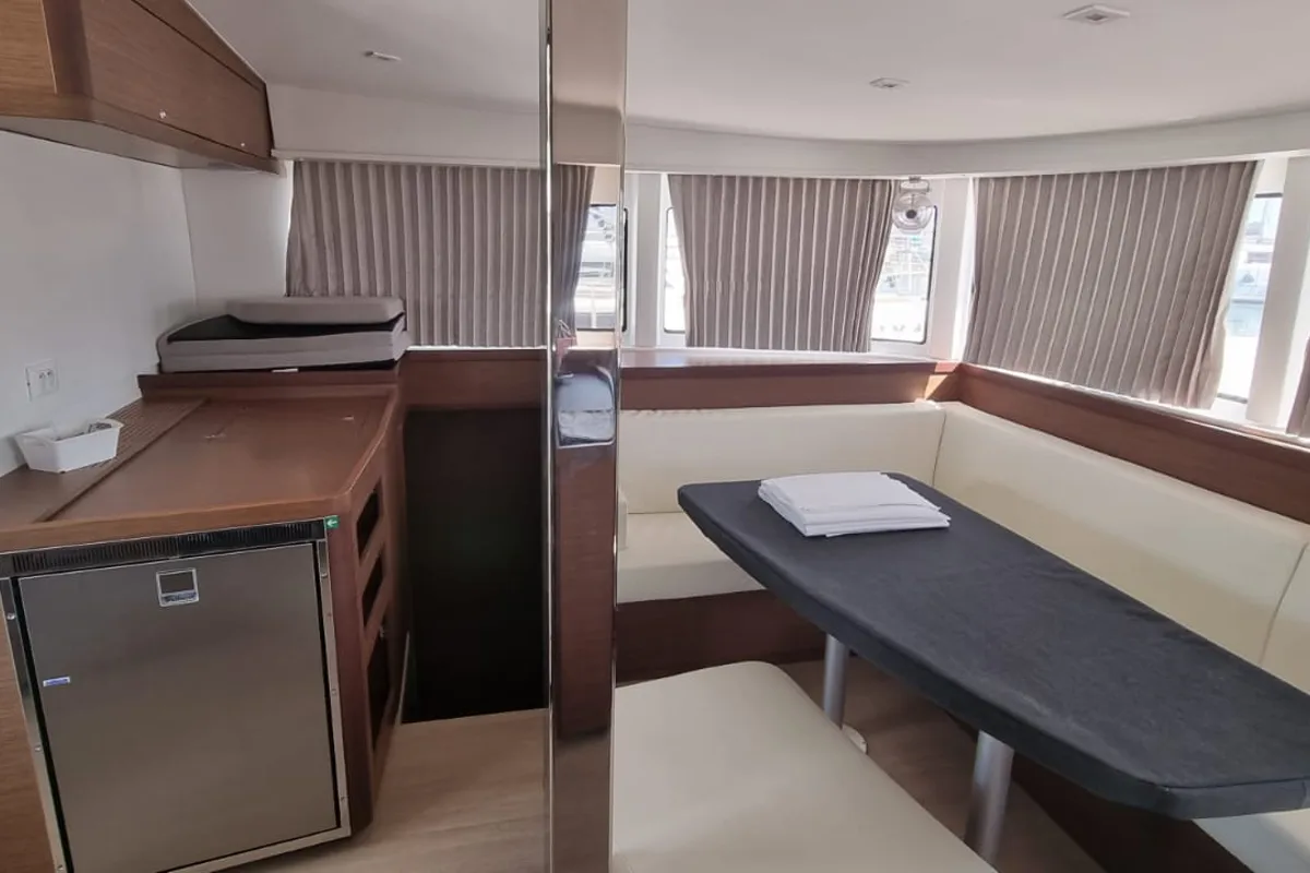 Salon of Gamma Leonis, a Lagoon 42 catamaran at Salerno, Italy